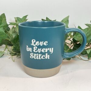 Mug "Love In Every Stitch” Missouri Star Quilt Co. Teal Green Ceramic  12 Oz New